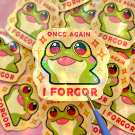 Fred the fairy frog “I forgor” sticker