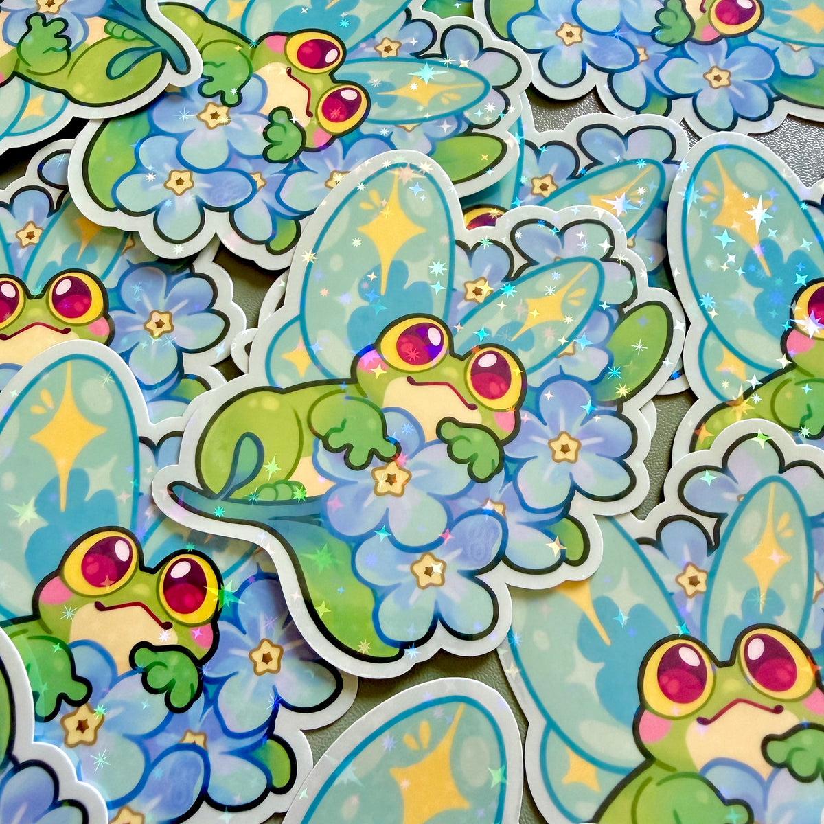 Flower Fred holographic sticker