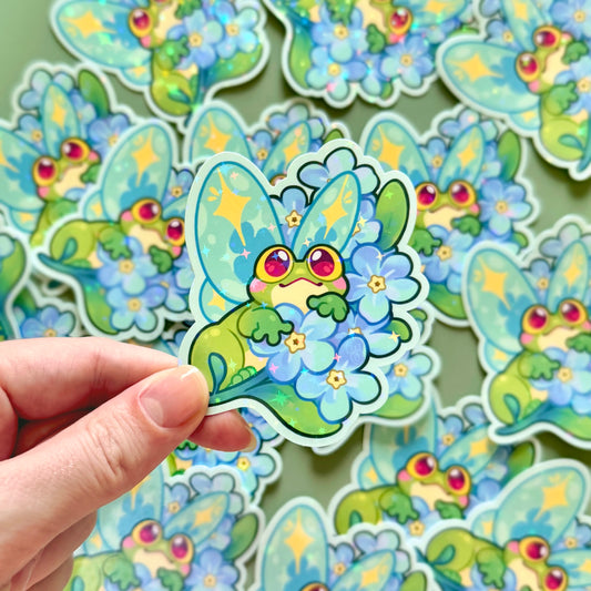 Flower Fred holographic sticker