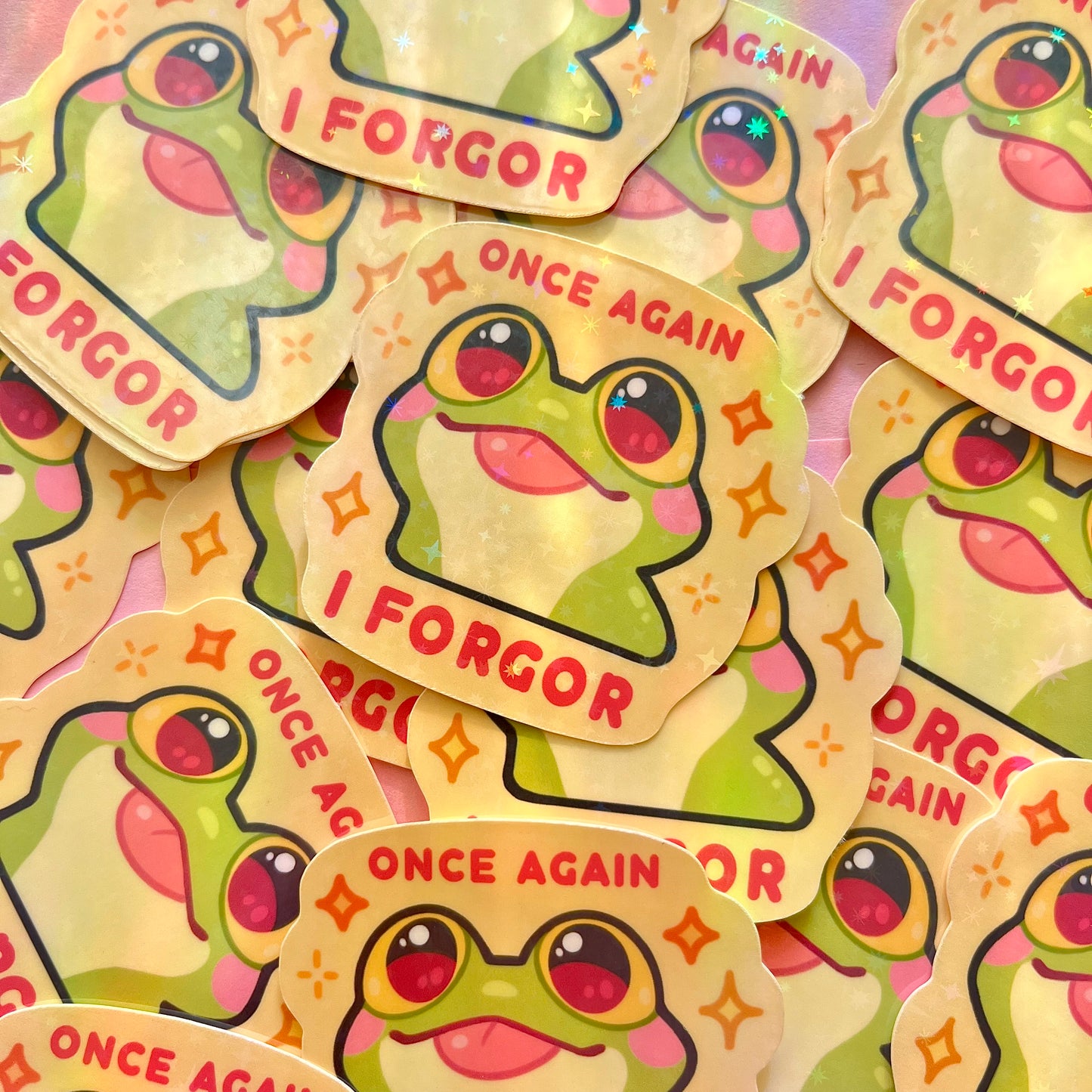 Fred the fairy frog “I forgor” sticker