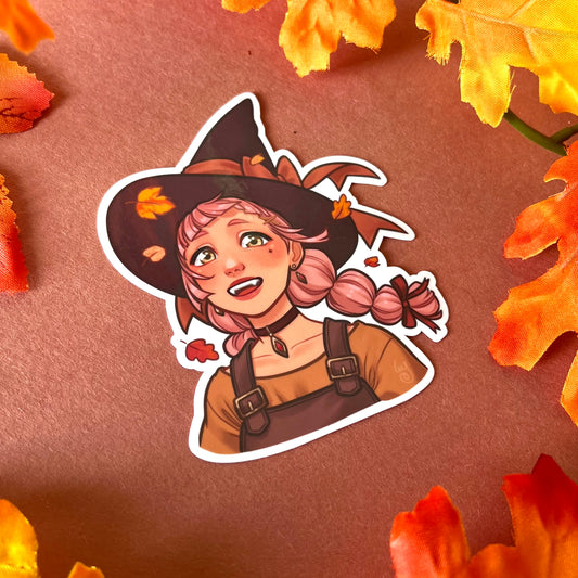 Fall witch sticker
