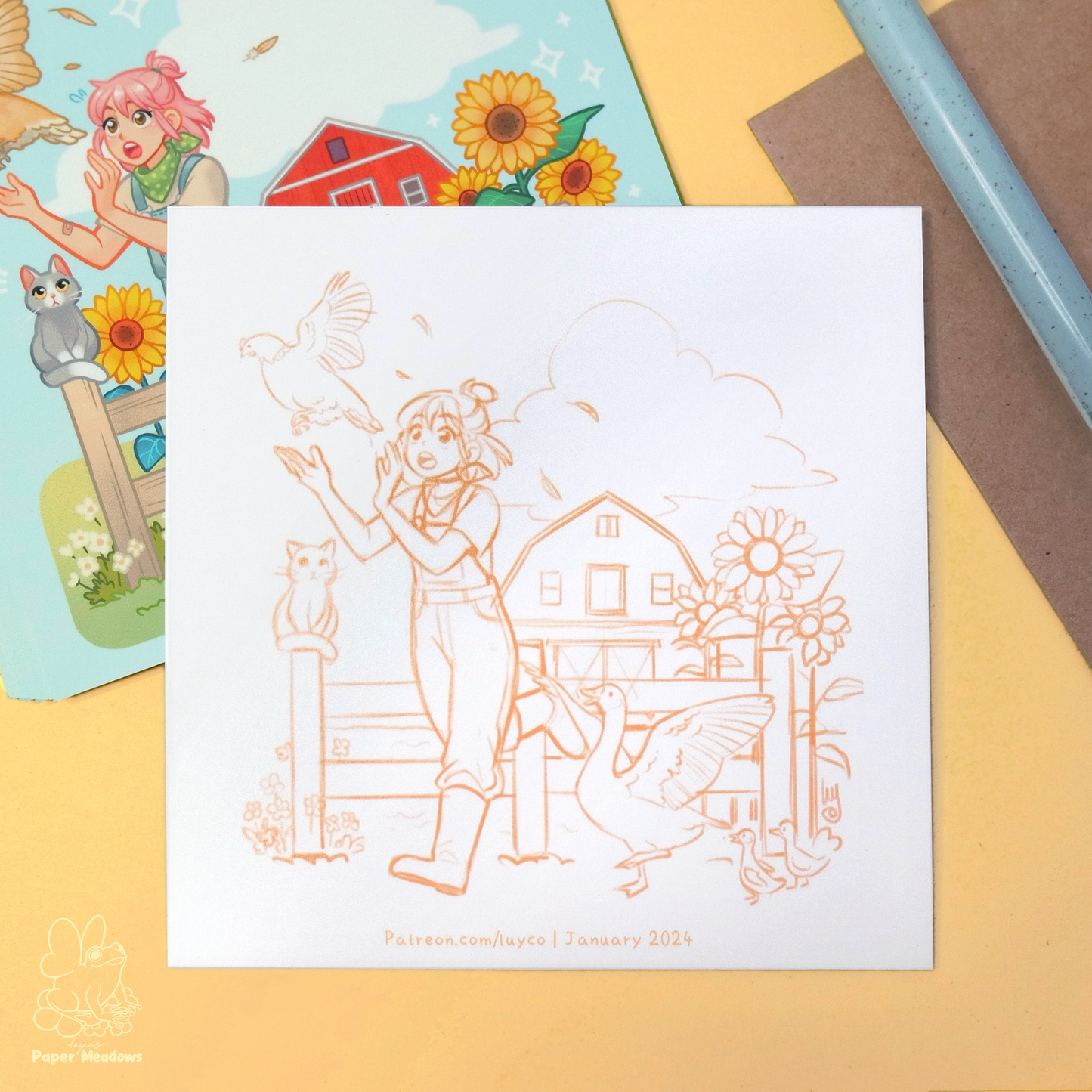 Seidiger quadratischer Druck „Farm Life“