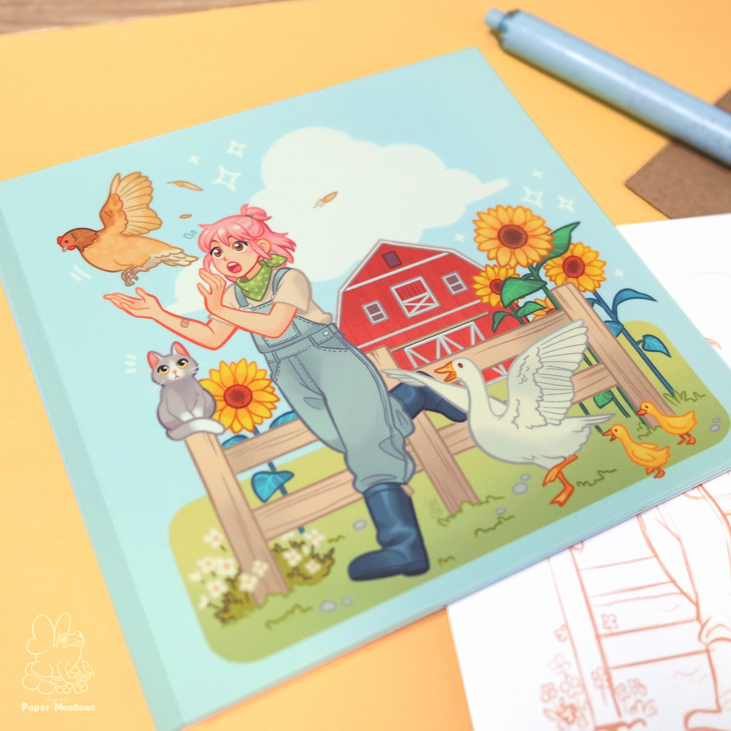 Seidiger quadratischer Druck „Farm Life“