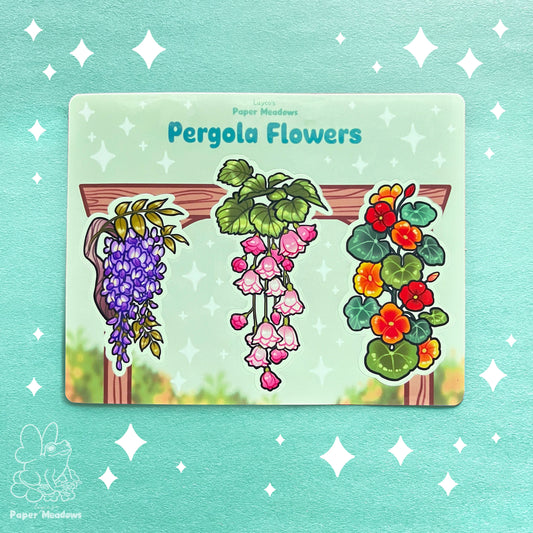 Pergola Blumen Stickerbogen