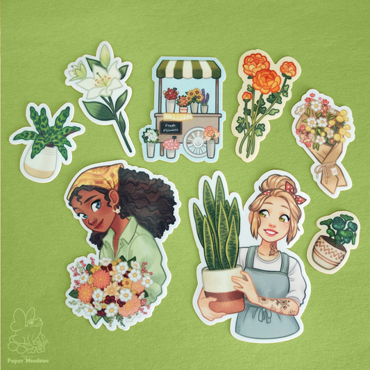 Blumenladen-Aufkleberset
