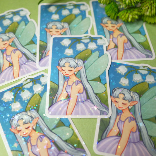 Maiglöckchen Fee holografischer Aufkleber