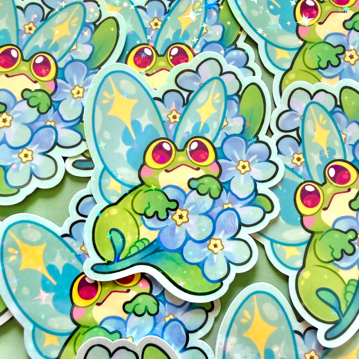 Flower Fred holographic sticker