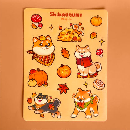 Shiba autumn sticker sheet