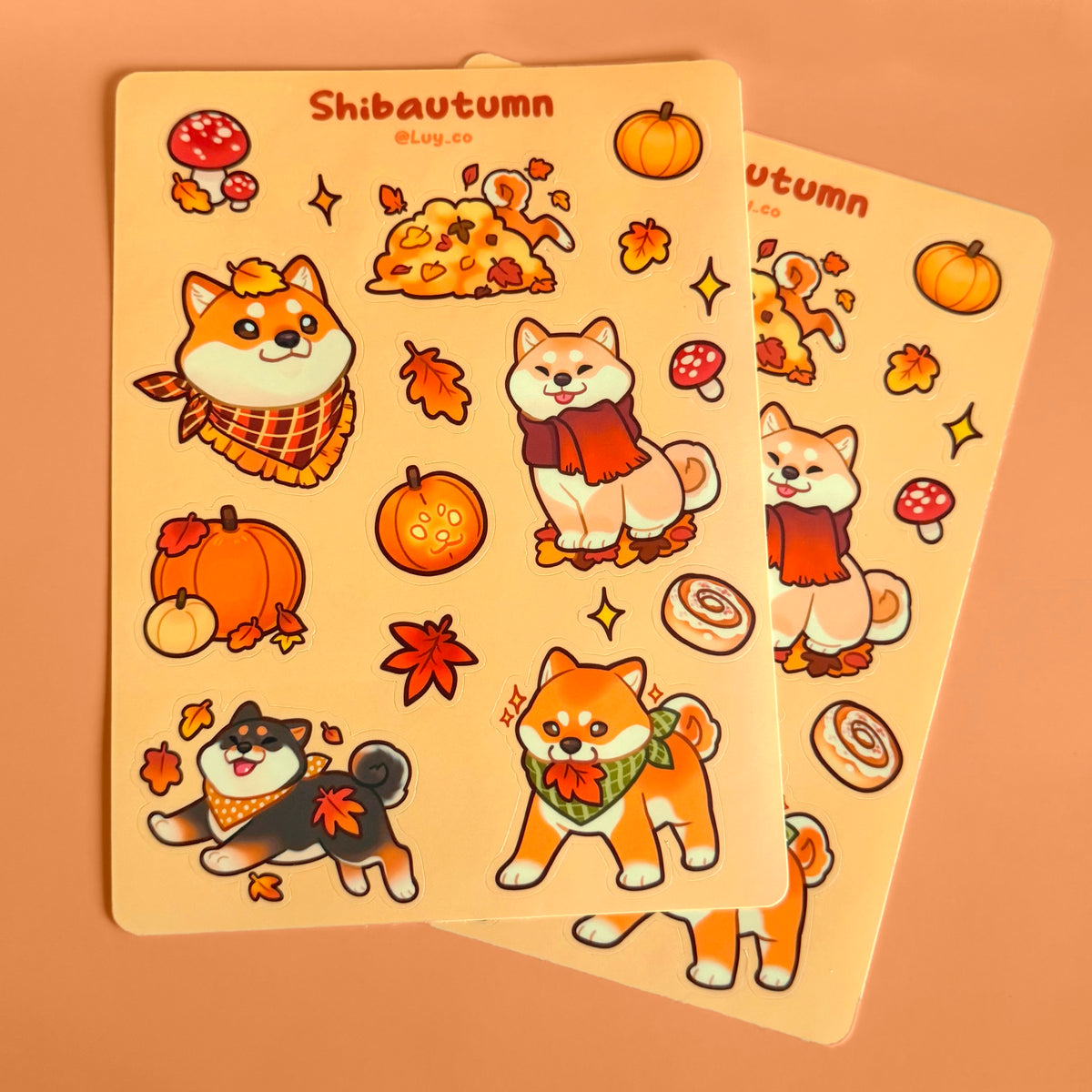 Shiba autumn sticker sheet