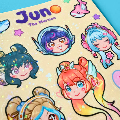 Juno holographic sticker sheet