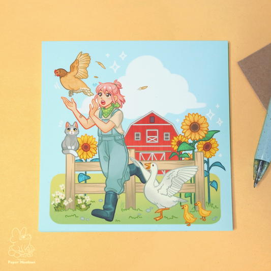 Farm Life silky square print