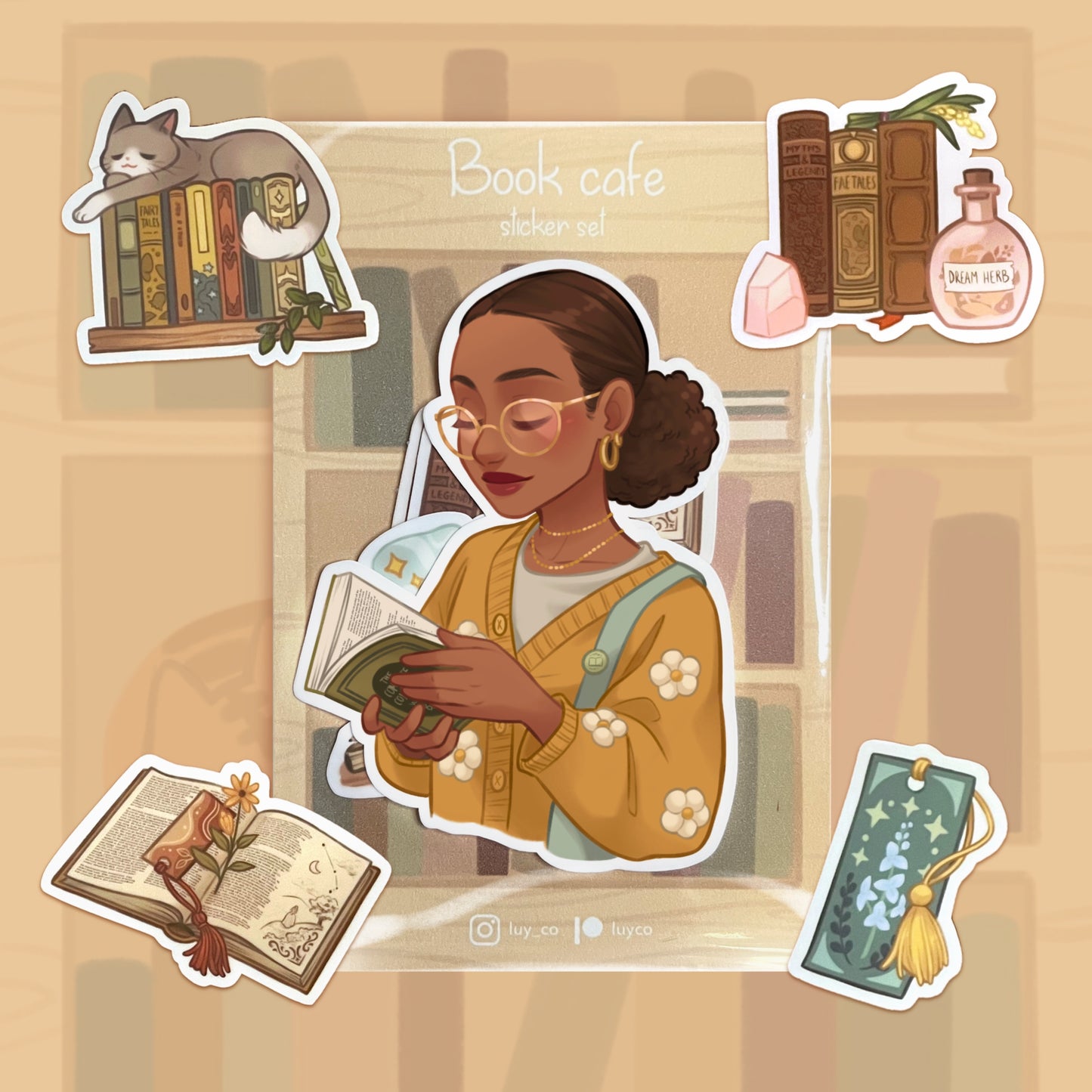 Book Cafe sticker set